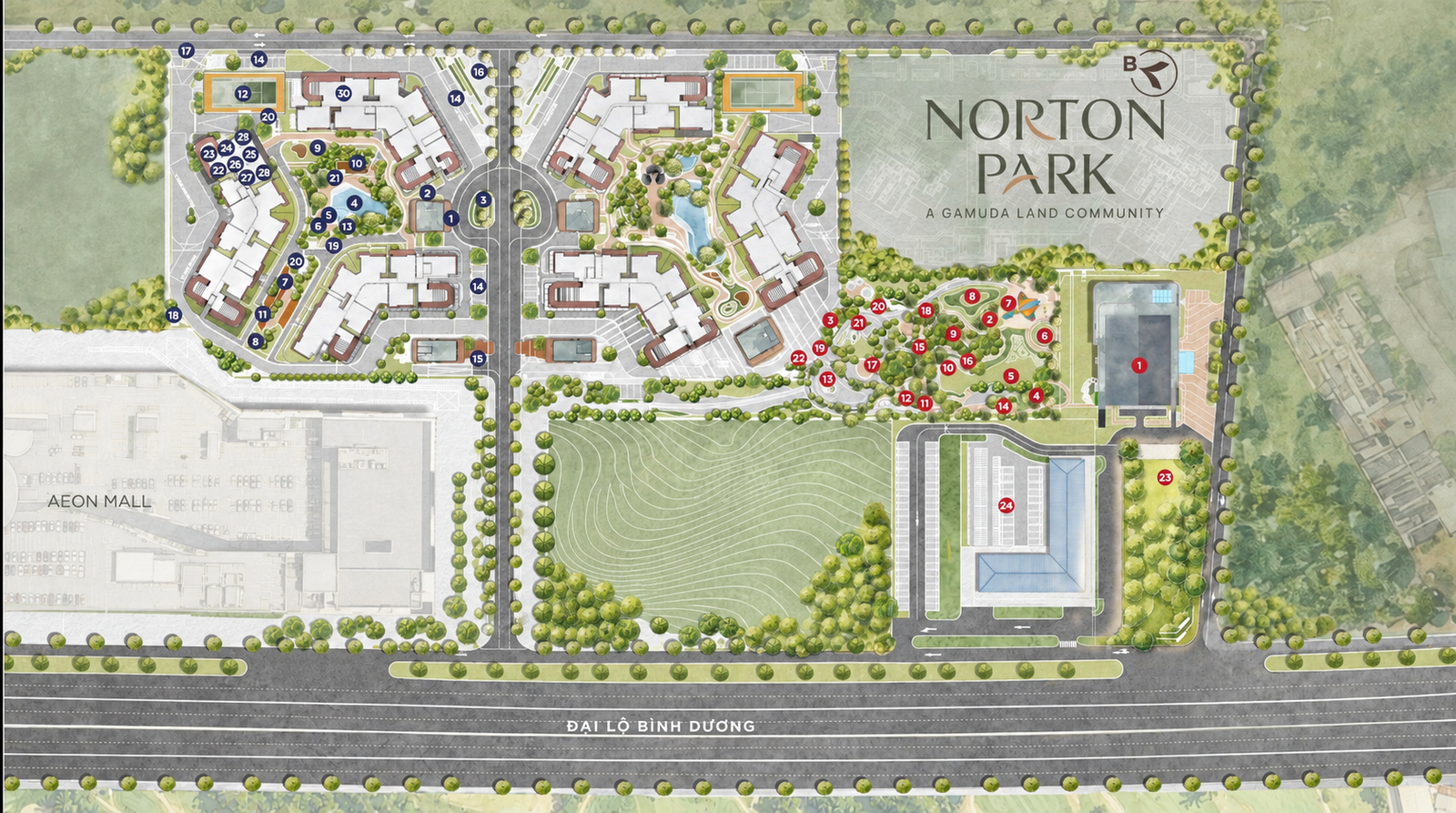 Bản đồ tiện ích Norton Park