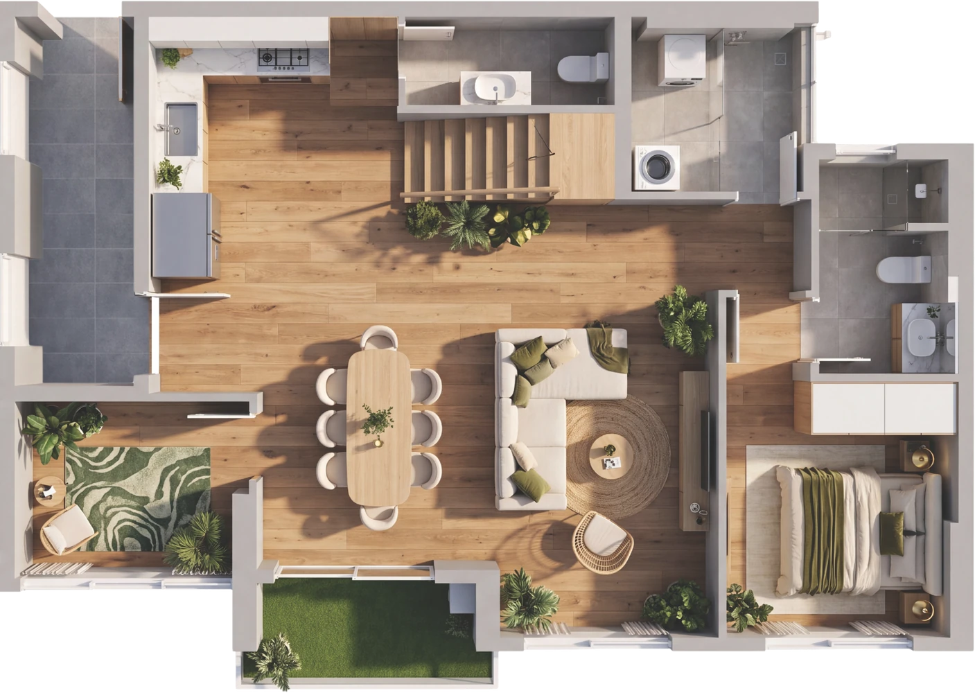 Căn duplex tầng 1 Norton Park