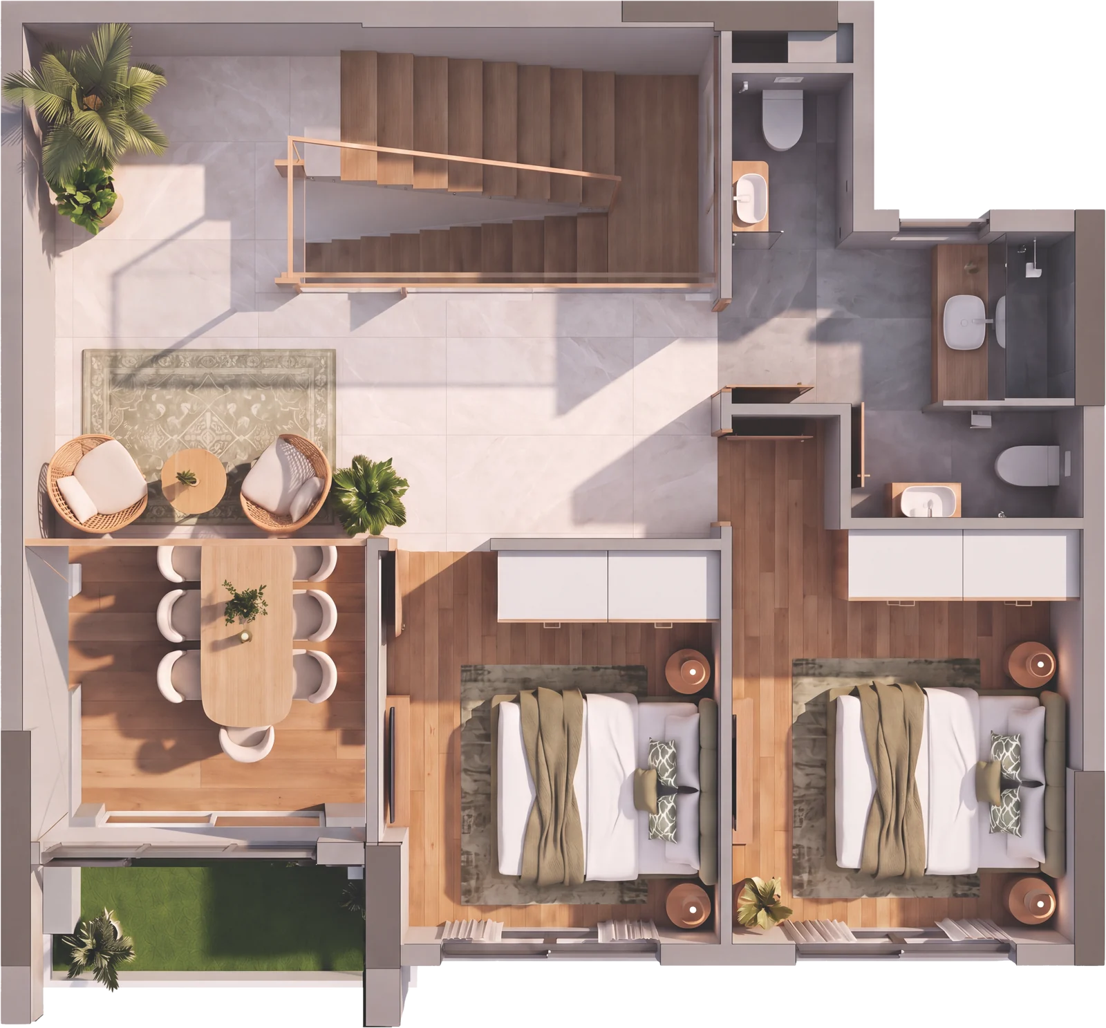 Căn duplex tầng 2 Norton Park